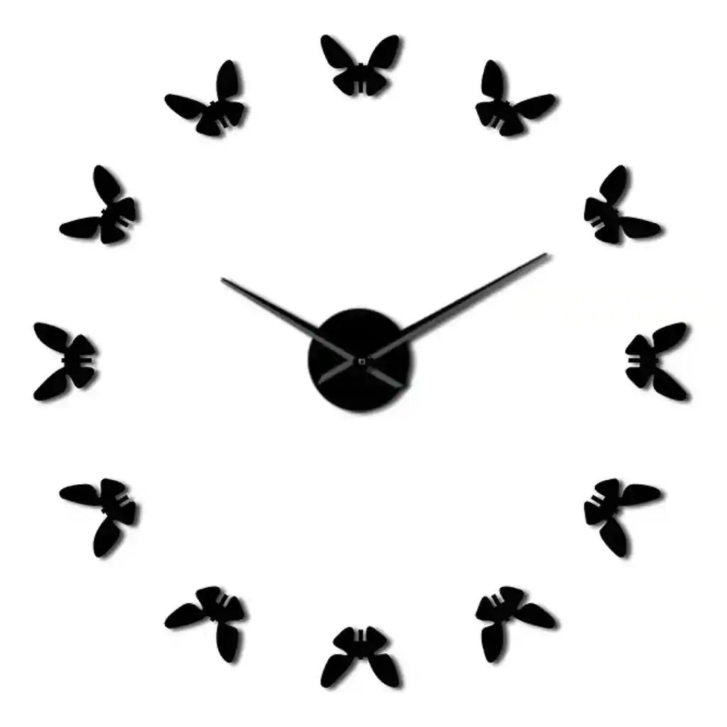 Reloj De Pared 3d Grande 12 Mariposas