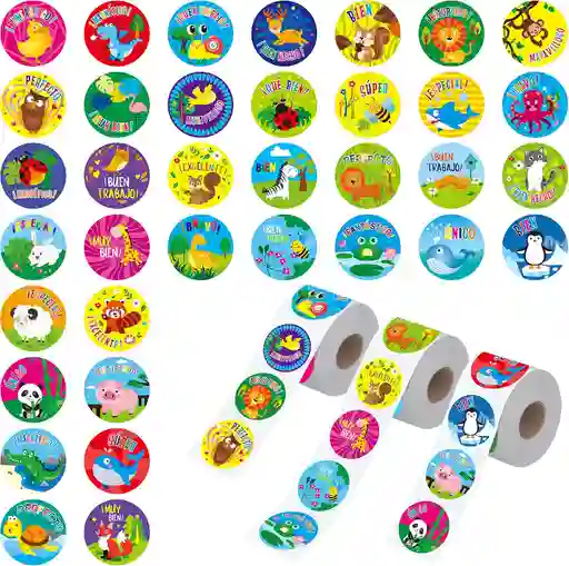 Stickers Adhesivos Calificar Tareas Rollo De 600 Escuela