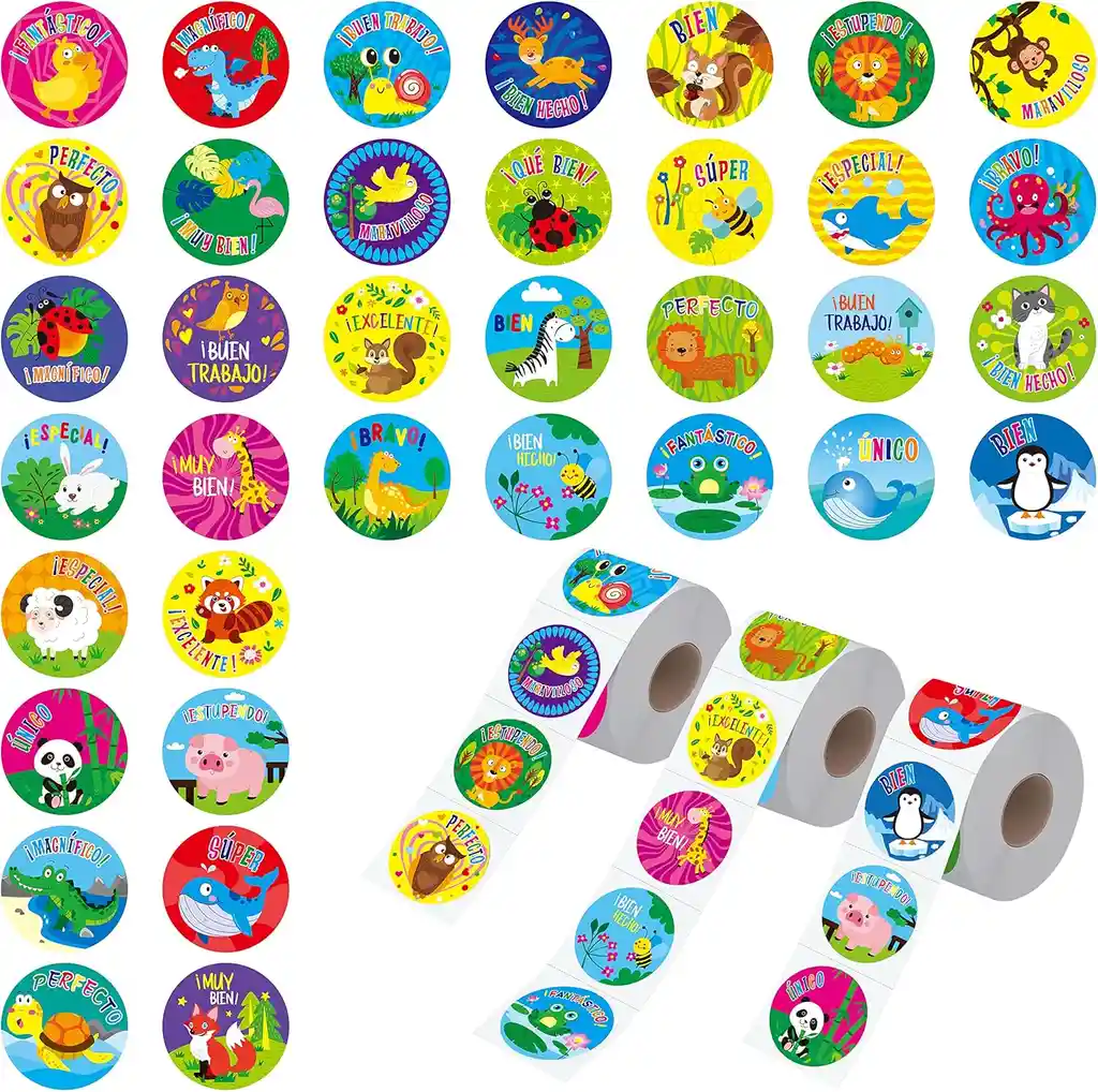 Stickers Adhesivos Calificar Tareas Rollo De 600 Escuela