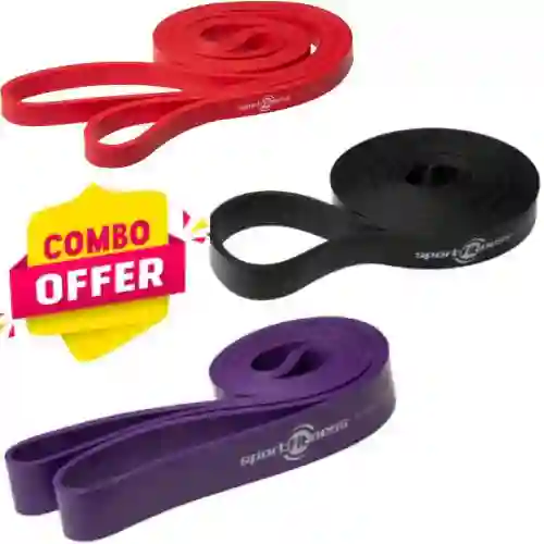 Combo Bandas De Poder Sportfitness Negra-roja-morada