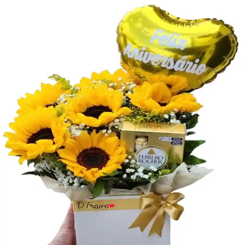 Ramo De Girasoles Y Chocolates