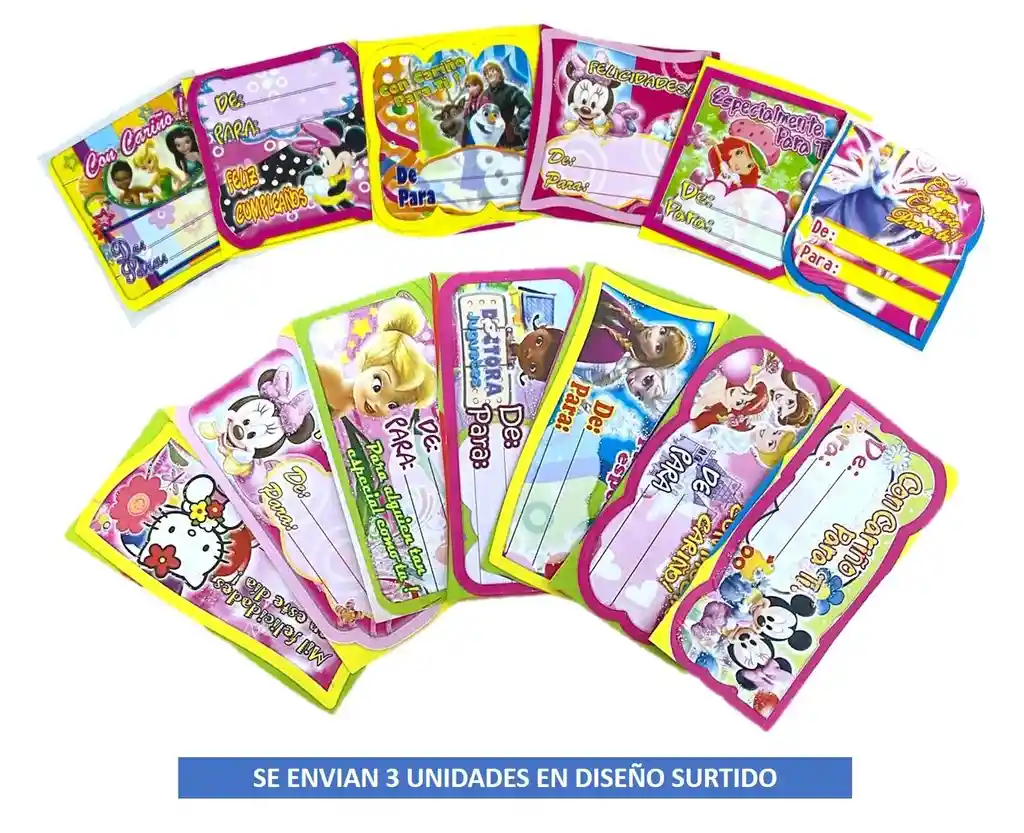 Tarjetas Adhesivas De / Para X 3 Unidades Motivos De Niña