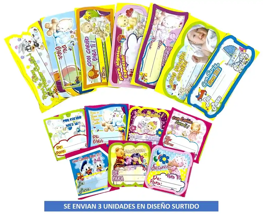 Tarjetas Adhesivas De / Para X 3 Unidades Motivos De Bebes