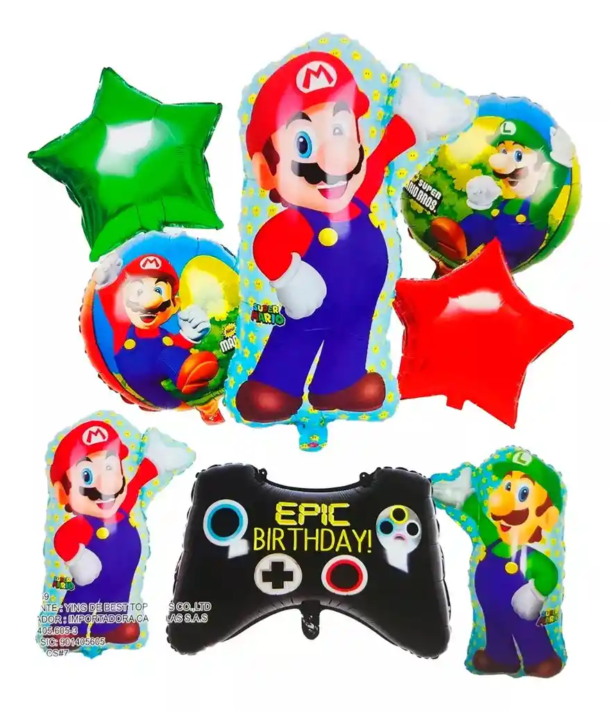 Globo Metalizado Decoración Fiesta Cumpleaños Tematica Mario