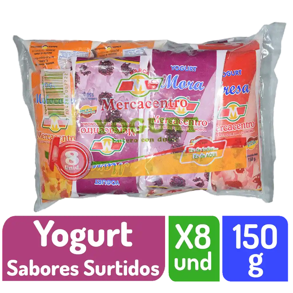 Yogurt Mercacentro Bolsa Surtido 8x 150 G