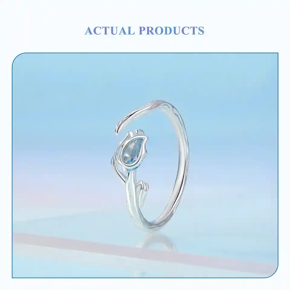 Anillo Ajustable Para Mujer Flor Tulipán En Plata 925