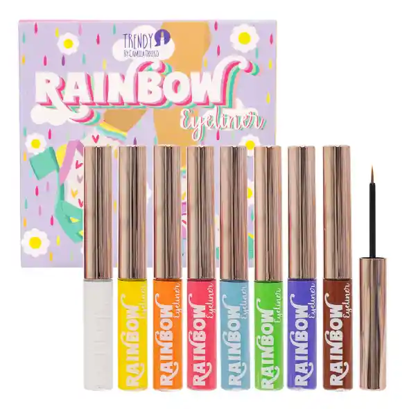 Kit X 8 Delineadores Matte Coloridos Rainbow Trendy