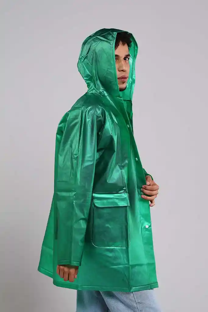 Capa Lluvia Impermeable Verde Shiny M