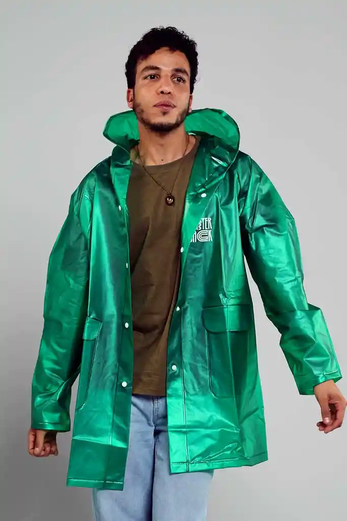 Capa Lluvia Impermeable Verde Shiny M