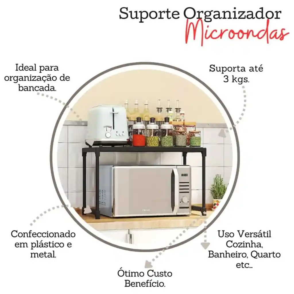 Soporte Organizador Para Microondas, Estante Para Ollas