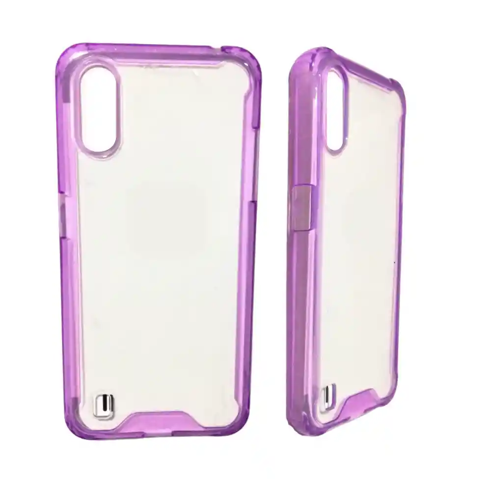 Galaxy Funda Protector Silicona Rigida Borde Lila Para A01