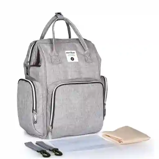 Pañalera Bolso Morral Insular Cambiador Bebe Gris