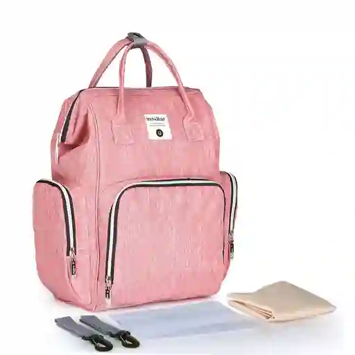 Pañalera Bolso Morral Insular Cambiador Bebe Rosa