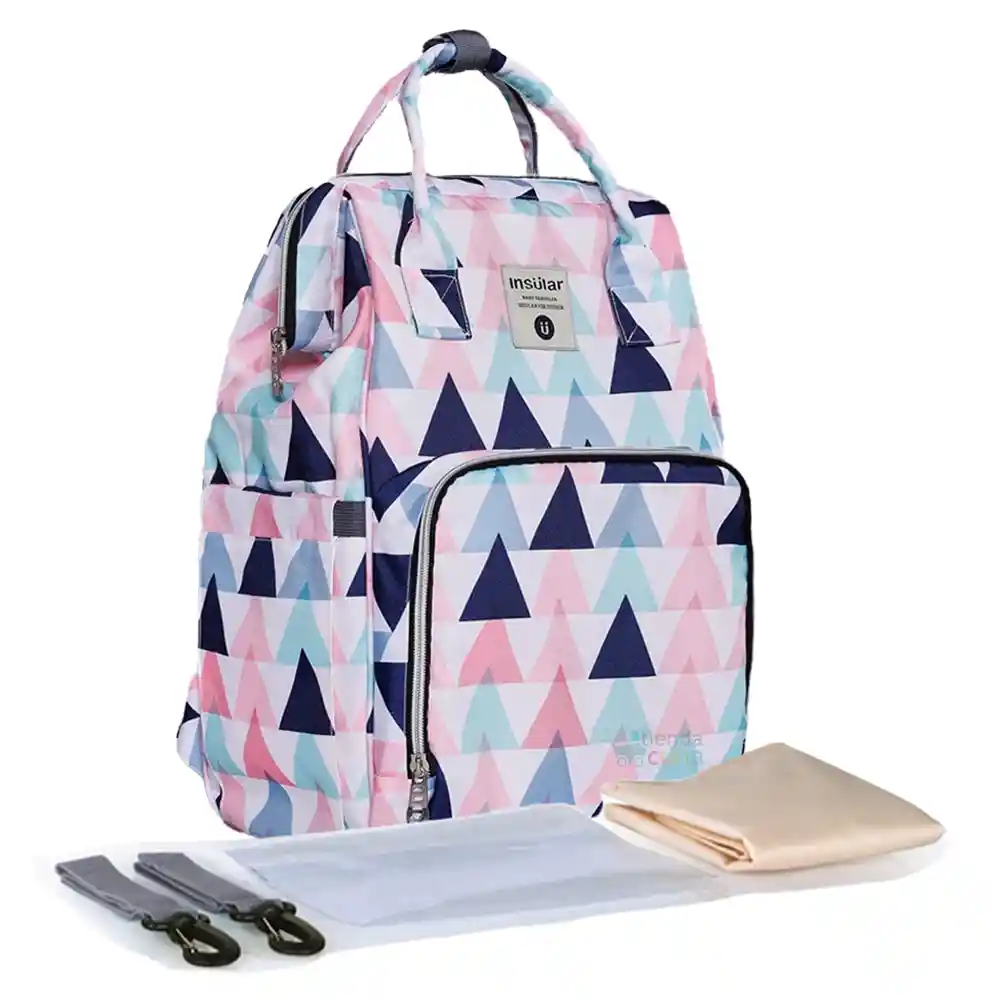 Pañalera Bolso Morral Insular Cambiador Bebe Triangulos