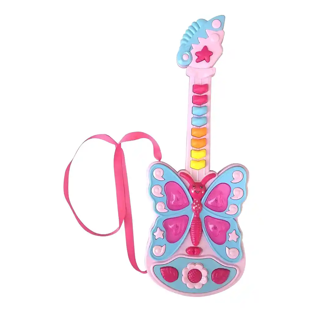 Guitarra Mariposa Niñas Juguete Luces Interactivo + Baterias