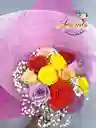 Bouquet De 12 Rosas Variadas Empacado