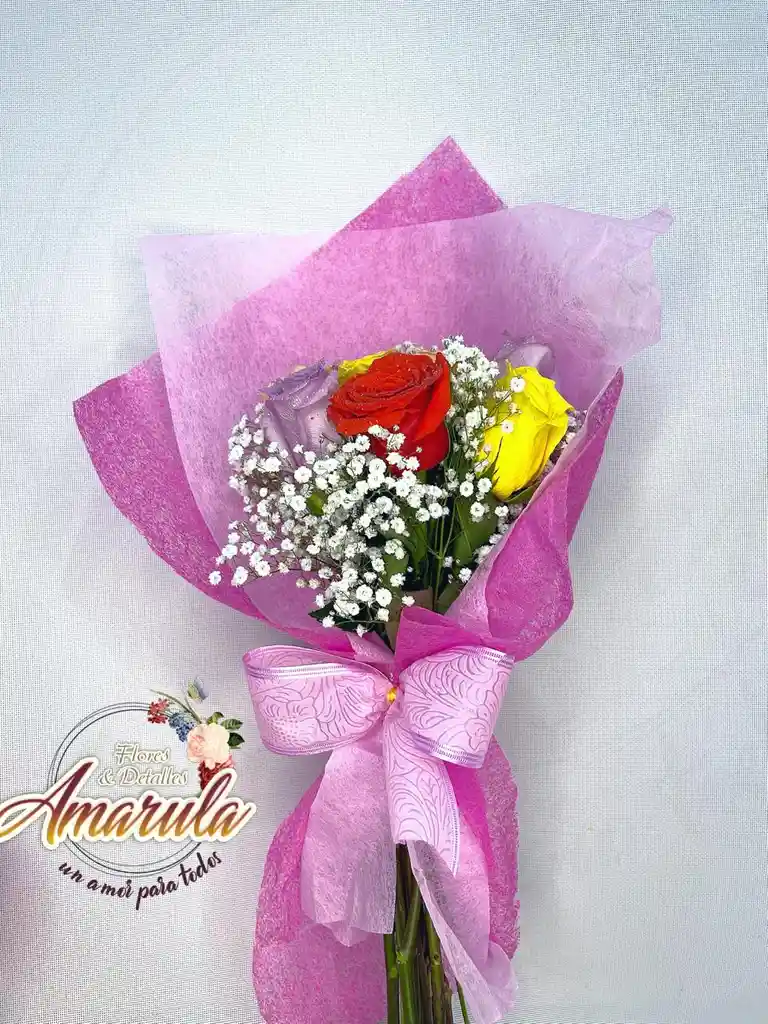 Bouquet De 12 Rosas Variadas Empacado
