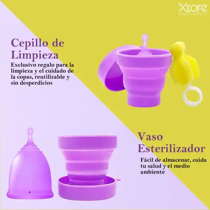 Kit Copa Menstrual Certificada Fda + Vaso Esterilizador Limpiador Talla S Y L