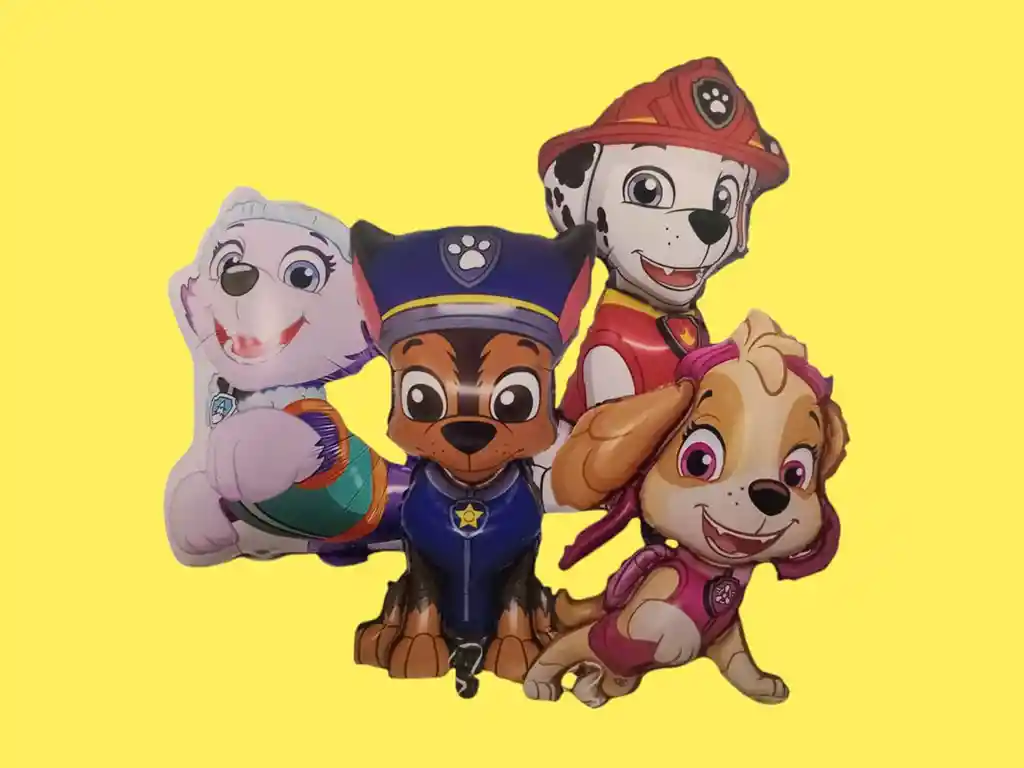 Bouquet X4 Globos Metálizados Patrulla Canina Paw Patrol