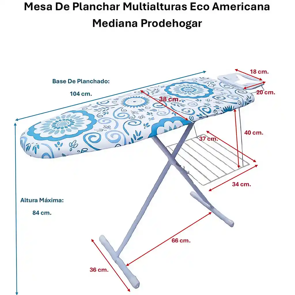 Mesa De Planchar Ligera Eco-americana Mediana Prodehogar