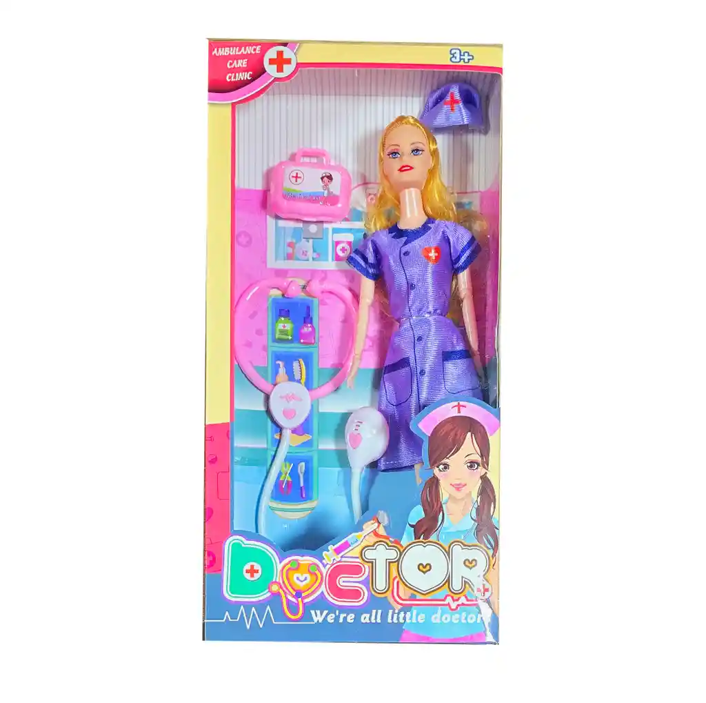 Muñeca Doctora Estetoscopio Bolso Juguete Niñas Diversion