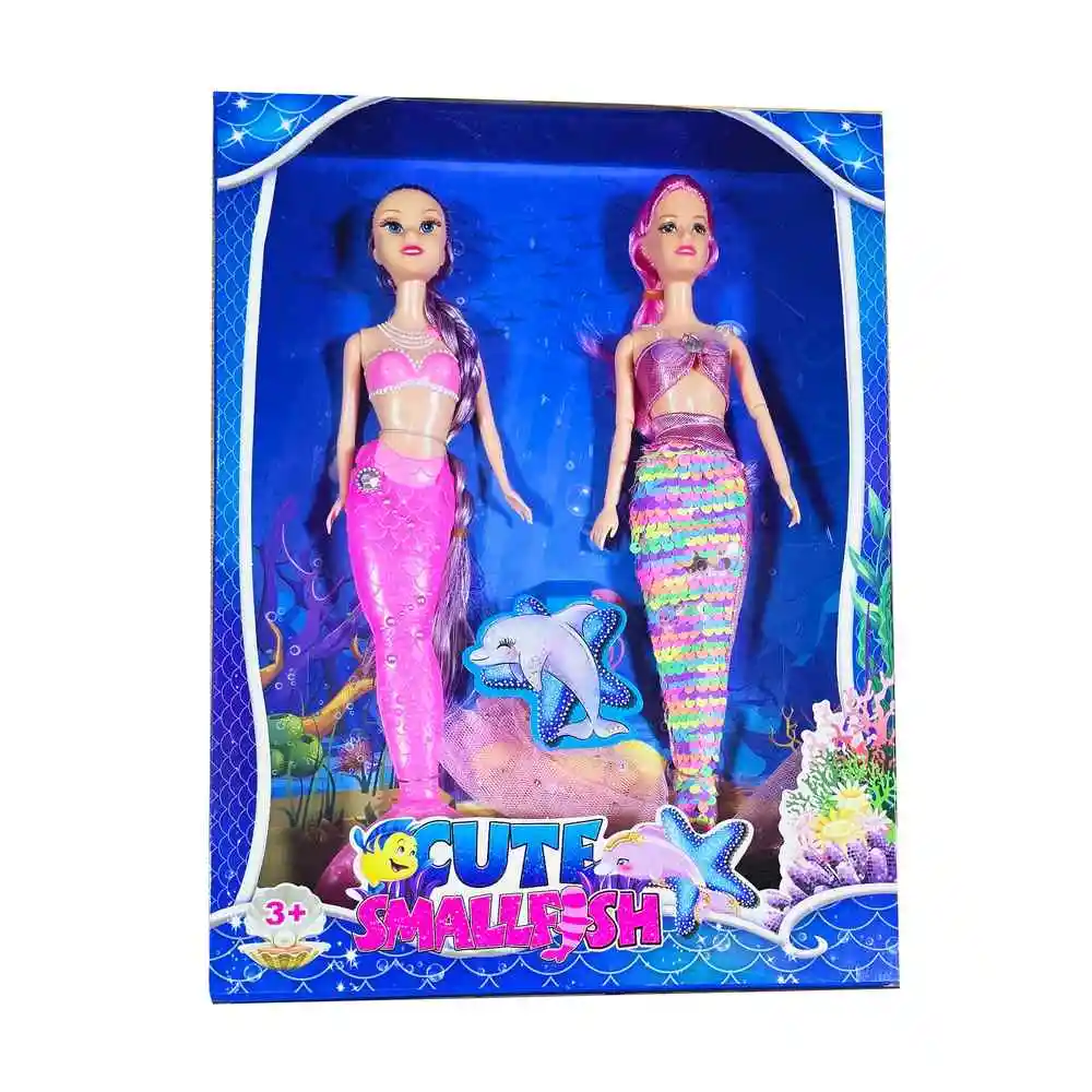 Muñeca Sirena Duo Cola Sirena Escamas Juguete Niñas