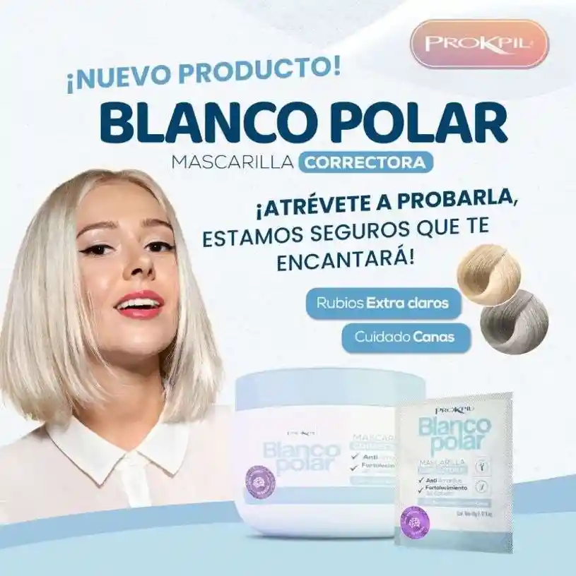 Mascarilla Corrector Anti-amarillos Blanco Polar Prokpil 350gr