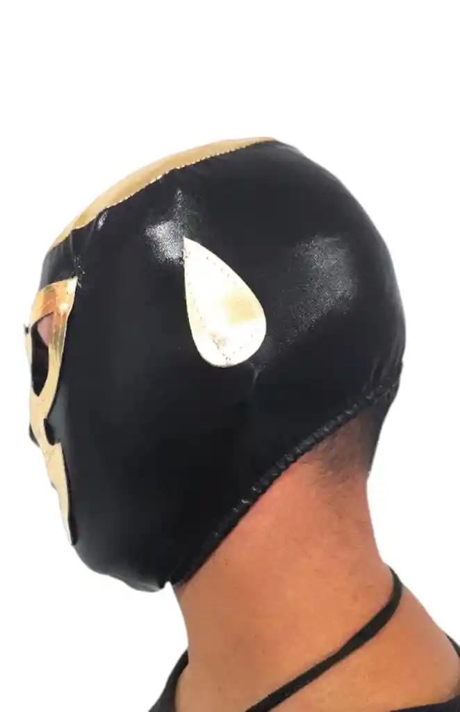 Mascara De Lucha Libre Mexicana Negro Y Dorado