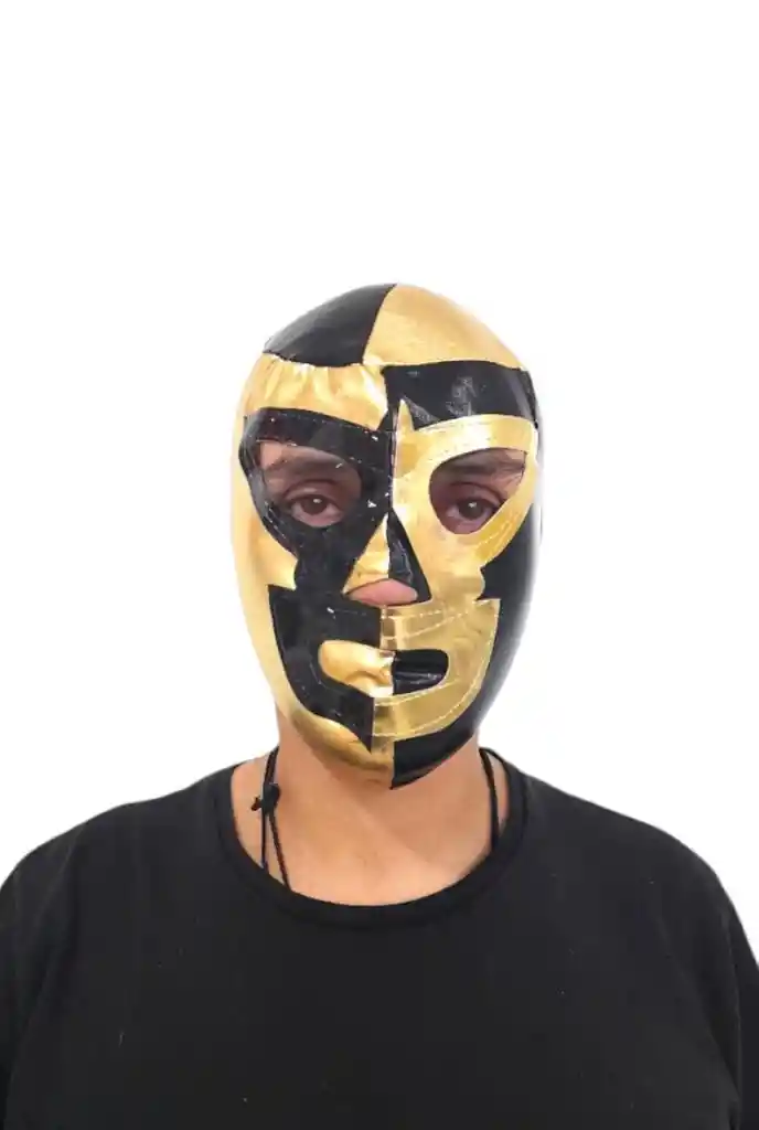 Mascara De Lucha Libre Mexicana Negro Y Dorado