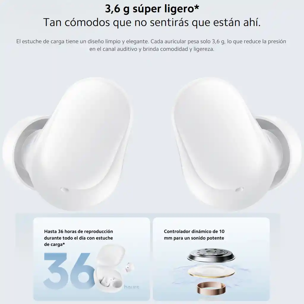 Xiaomi Redmi Buds 6 Play, Auriculares Táctil Manos Libres Wht