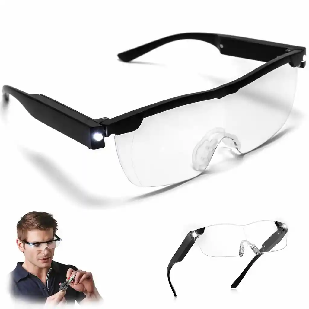 Gafas Lupa Aumento Vision Luz Led Zoom 160 X Recargable Usb