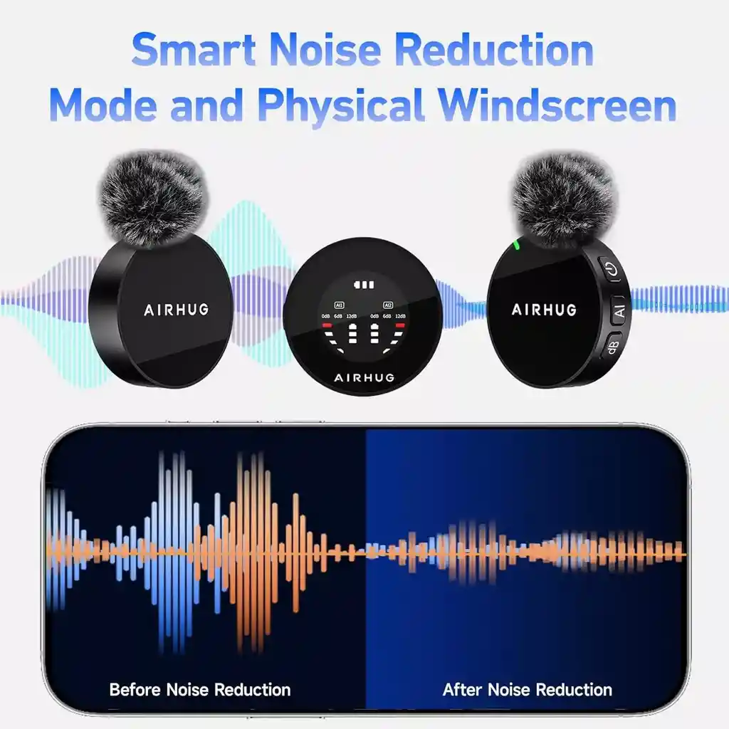 Microfono De Solapa Lavalier Inalambrico Doble Airhug | Enc