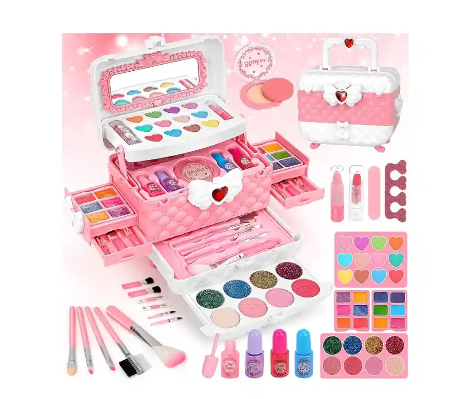 Kit De Maquillaje Infantil 54 Piezas Para Niña Rosado