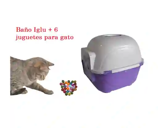 Baño Arenero Para Gatos + Pala + 6 Juguetes Para Gato