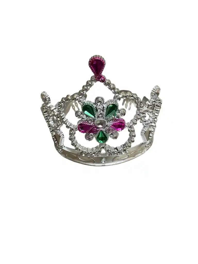 Corona Diadema Princesa Plateada Con Piedras Para Niña