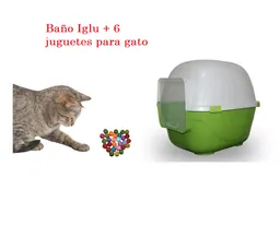 Baño Arenero Para Gatos + Pala + 6 Juguetes Para Gato