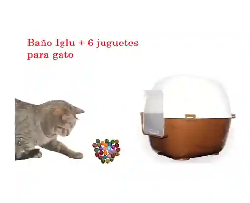 Baño Arenero Para Gatos + Pala + 6 Juguetes Para Gato