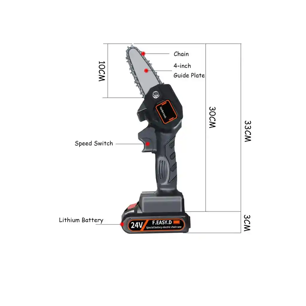 Mini Sierra Eléctrica De Cadena Manual 24v Recargable