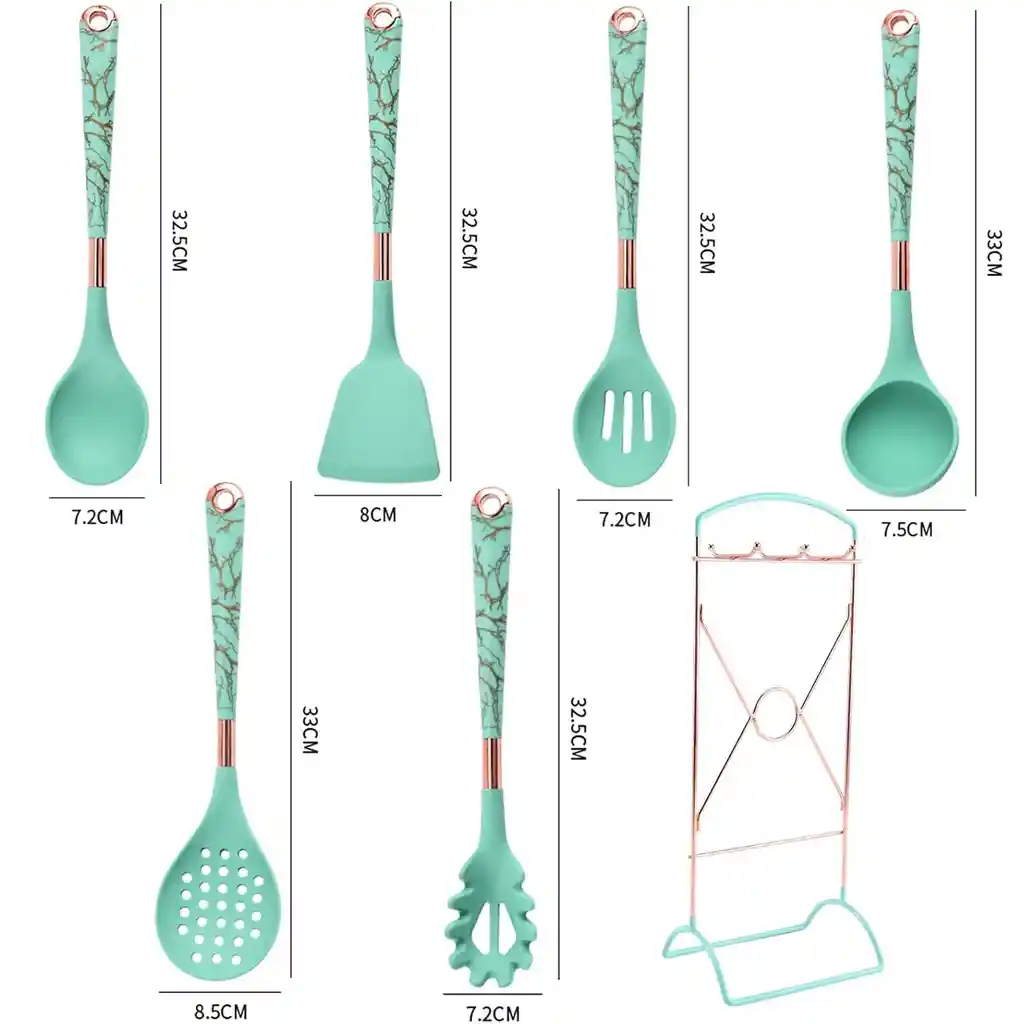 Set De Utensilios De Cocina De 7 Piezas Silicona Con Soporte