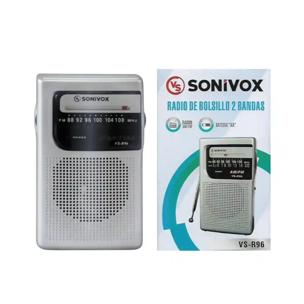 Radio Portátil Slim Altavoz De Pilas Sensibilidad Am / Fm Sonivox Vs-r96