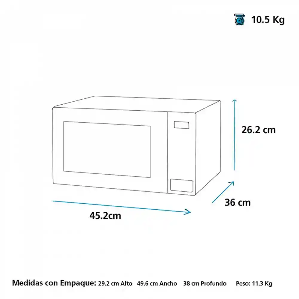 Horno Microondas Ge Espejo Mabe 45x26x35cm Gris