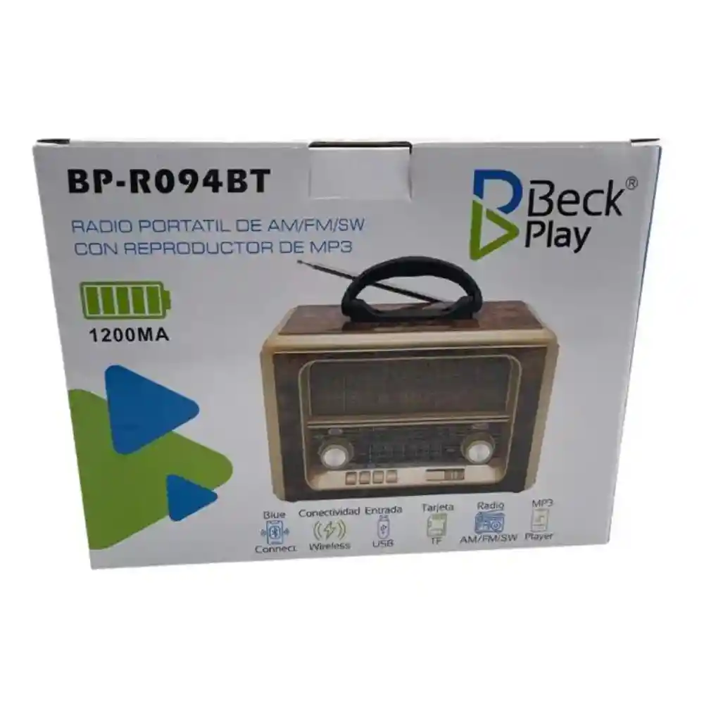 Radio Clasico Parlante Usb Recargable Bluetooth Am Fm Beckplay R-094bt