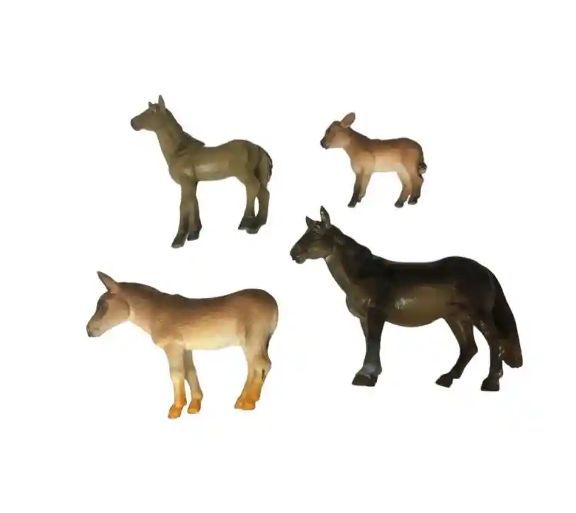 Animales De Granja 9cm X4 Pesebre Maqueta Material Resina Pvc Ref 096