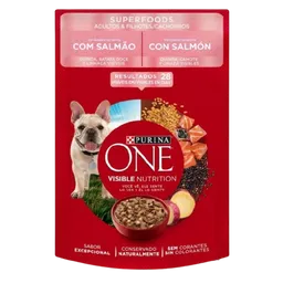 Purina One Pouch Super Foods Perros Cachorros Y Adultos Salmon X 85 Gr