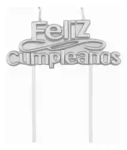 Vela Feliz Cumpleaños Plateada