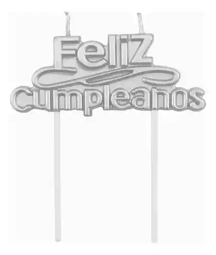 Vela Feliz Cumpleaños Plateada