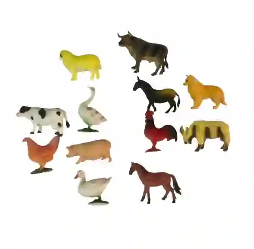 Animales De Granja X12 Pesebre Maqueta Material Resina Pvc Ref 085/2310