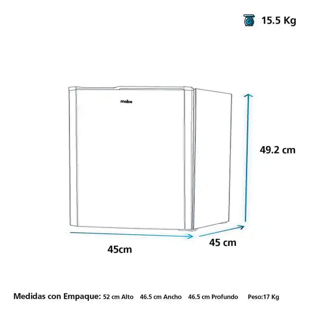 Minibar Mabe 47x49x45cm Gris Kg 46 Lt 115 V Acero Inox