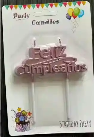 Vela Feliz Cumpleaños Oro Rosa