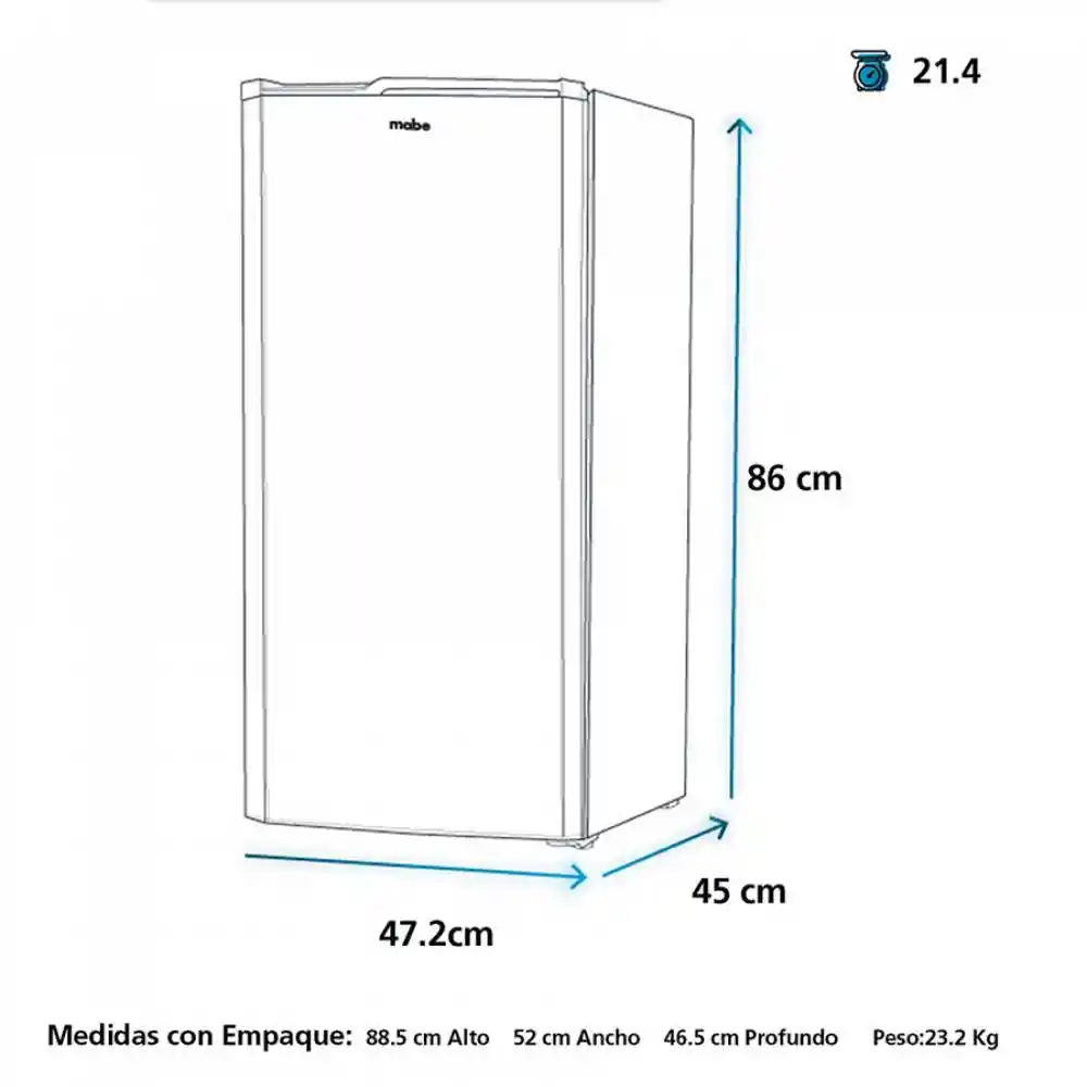 Minibar Mabe 47x86x45cm Gris 93 Lt 115 V Acero Inox